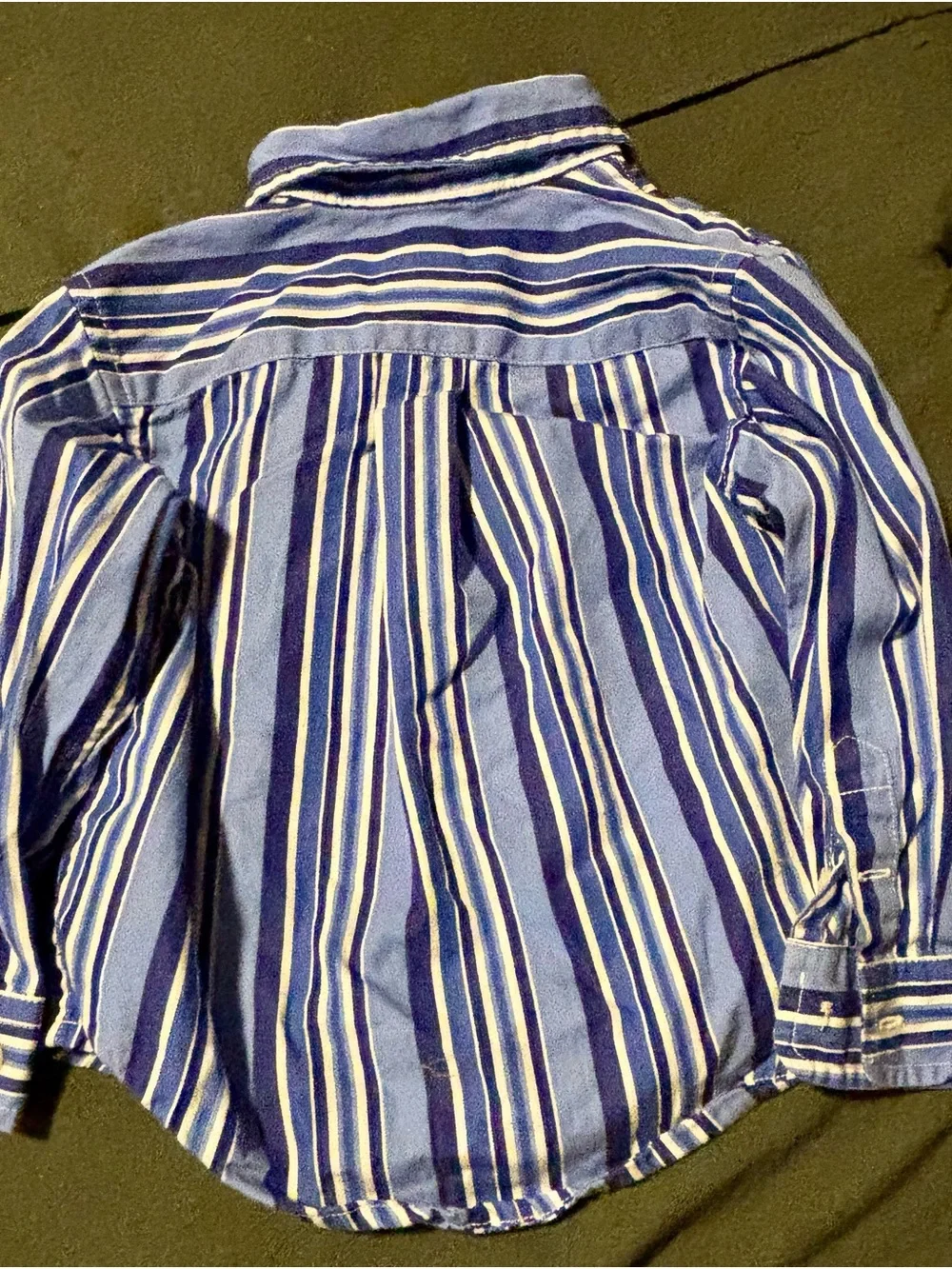 Ralph Lauren Blue and White Striped Button-Down Shirt for Kids